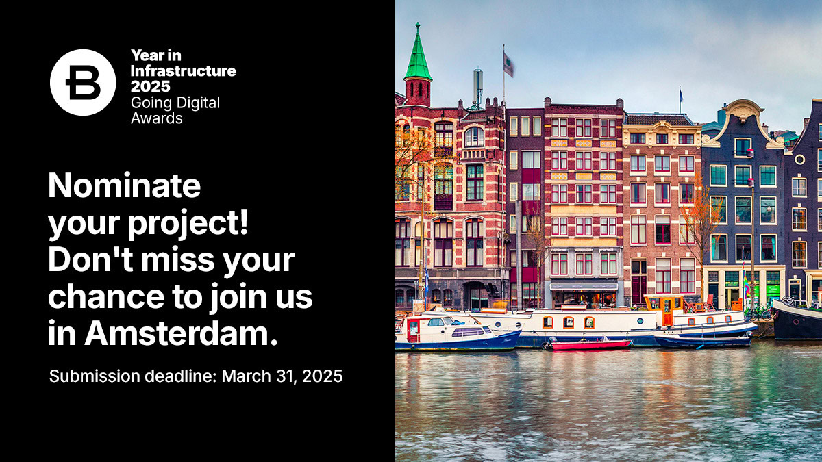 Canal de Amsterdã com edifícios coloridos; o texto diz "Envie seu projeto! Não perca a chance de se juntar a nós em Amsterdã. Prazo final para inscrição: 31 de março de 2025".